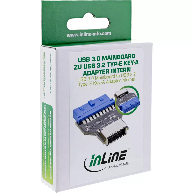 InLine USB 3.0 emaplaadi USB 3.2 Type-E Key-A sisemine adapter