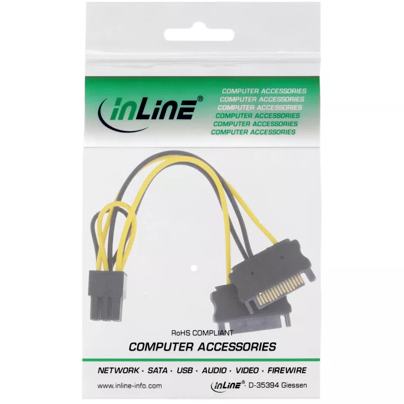 InLine toiteadapter 2x SATA / 6 kontaktiga PCIe graafikakaardile 26628B