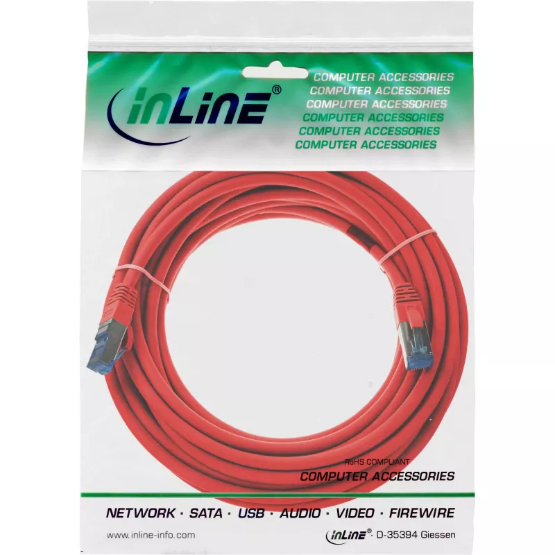 InLine patch-kaabel S/FTP PiMF Cat.6A halogeenivaba 500MHz punane 7,5m