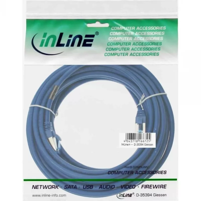 InLine paranduskaabel S/FTP PiMF Cat.6A halogeenivaba 500 MHz sinine 7,5 m