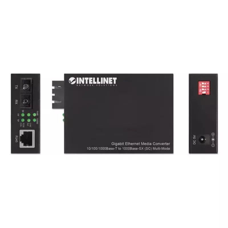 Intellinet Gigabit Ethernet meediumikonverter 10/100/1000Base-T 1000Base-SX-ile (SC) mitmerežiimiline, 550 m, automaatne läbirääkimine