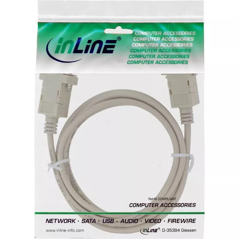 InLine nullmodemikaabel DB9 Pin emane / emane, klemmiga, hall, 2m