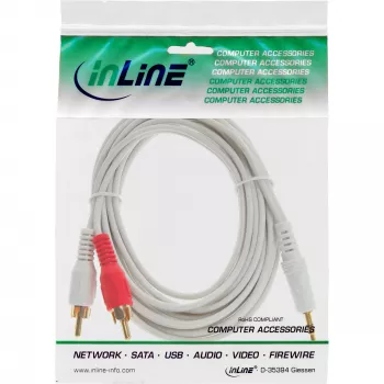 InLine helikaabel 2x RCA isane / 3,5 mm isane stereo valge/kuldne 3 m
