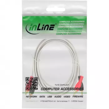 InLine Audio kaabel 2x RCA male to male Valge / gold 2m, Male, 2 x RCA, Male, 2 m, Valge