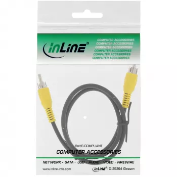InLine videokaabel, 1x RCA M/M, kollased pistikud, 5m
