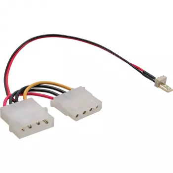 InLine ventilaatori adapterkaabel 3pin ventilaator / 4pin toiteplokk 0,3m