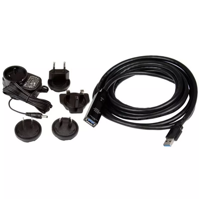 StarTech.com 3m USB 3.0 aktiivne pikenduskaabel - M/F, 3 m, USB A, USB A, USB 3.2 Gen 1 (3.1 Gen 1), must