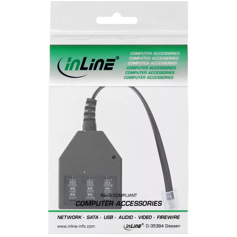 InLine TAE Saksa adapterkaabel RJ11 6P4C isane TAE NFN emasele 69942A