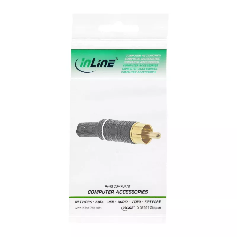 InLine RCA isane jootmiseks valge rõngas metall must 6mm kaablile