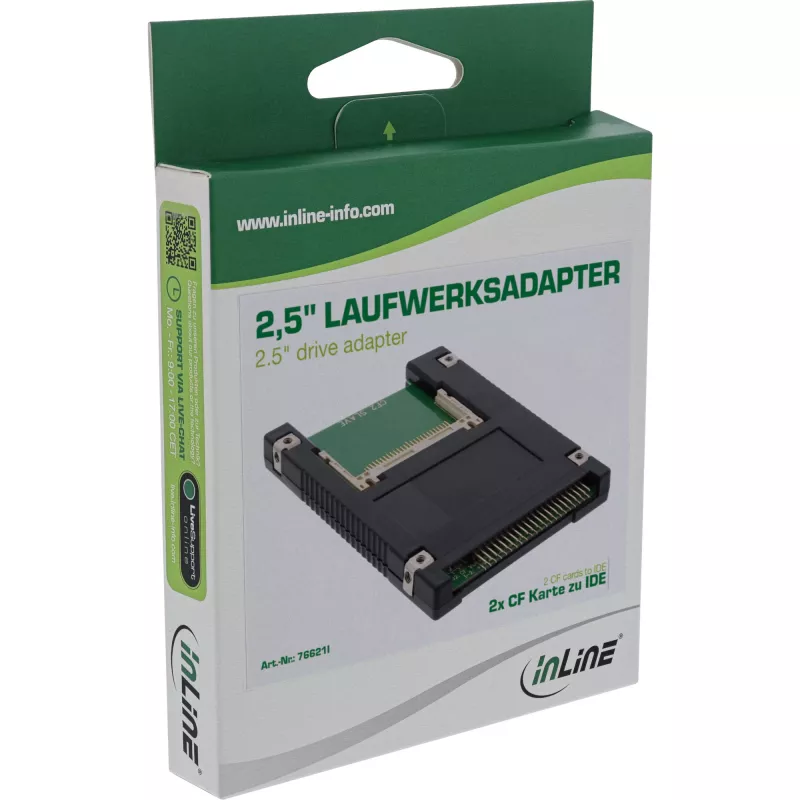 InLine IDE 2.5-tolline ajam kuni 2x Compact Flashi adapter, kasuta CF-kaarte kõvaketastena