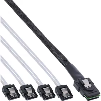 InLine SAS-kaabel Mini SAS SFF8087 kuni 4x SATA otse OCR 0,75 m