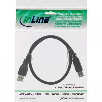 InLine USB 3.2 Gen.1 kaabel, tüüp A-pistik / tüüp B-pistik, must, 0,5 m