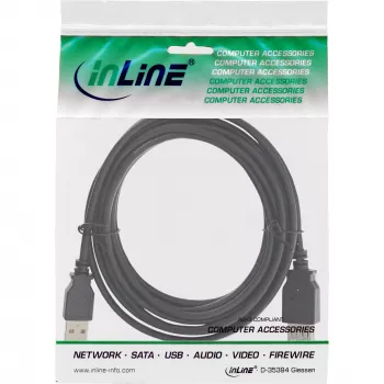 USB 2.0 pikenduskaabel Type A-pistik/emane InLine 34610B must 1m