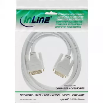 InLine DVI-D kaabel 24+1 isane / isane DVI Dual Link valge/kuldne 5m