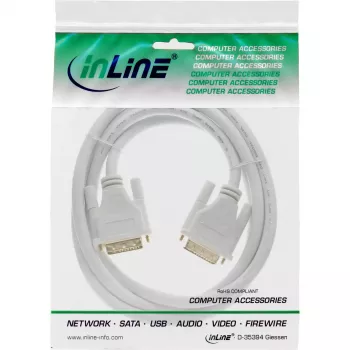 InLine DVI-D kaabel 24+1 isane / isane DVI Dual Link valge/kuldne 2 m