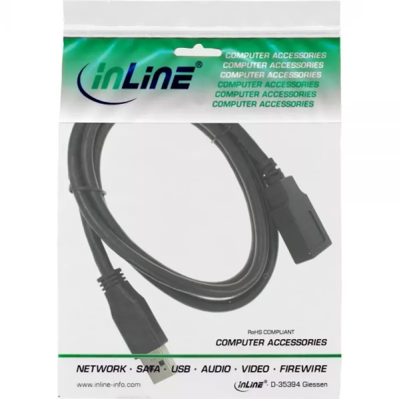 InLine USB 3.2 Gen.1 kaabel Type A-pistik / Type B-pesa, must, 1,5 m