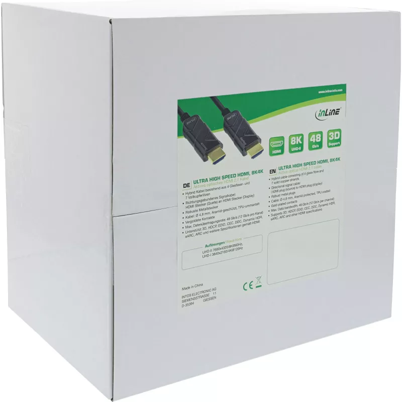 InLine HDMI AOC kaabel, Ultra High Speed HDMI kaabel, 8K4K, must, 80m