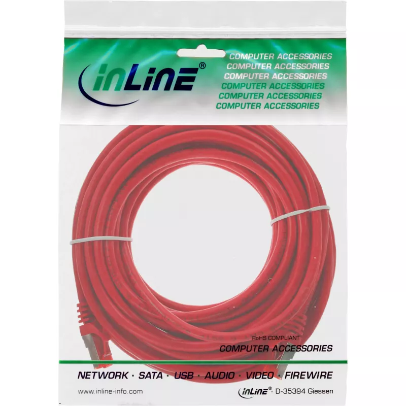 InLine patch-kaabel S/FTP PiMF Cat.6 250MHz PVC vask punane 40m