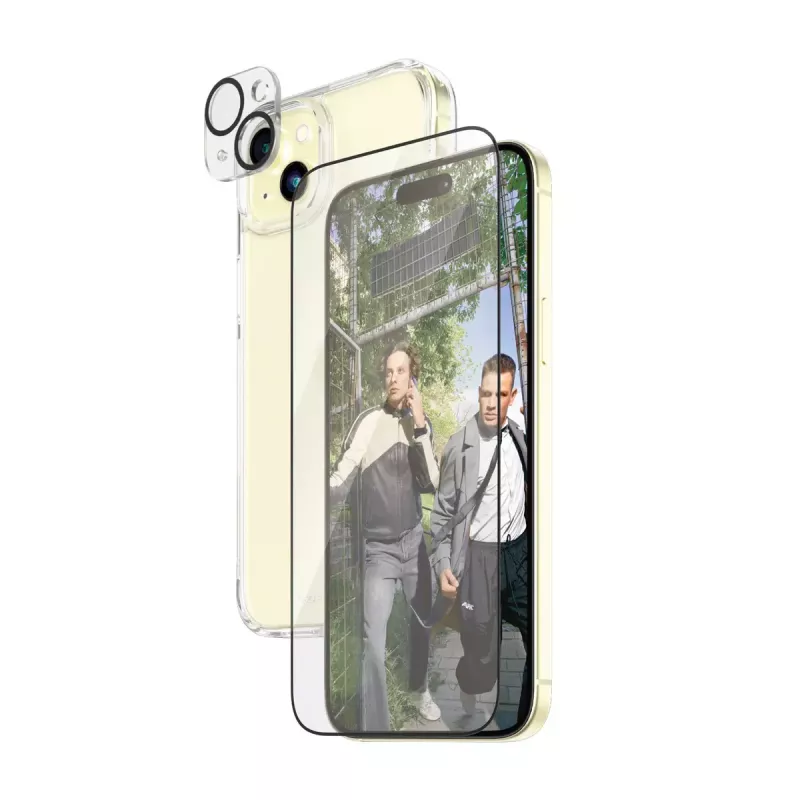 PanzerGlass 3-in-1 komplekt iPhone 15 Plus löögikindel karastatud klaas