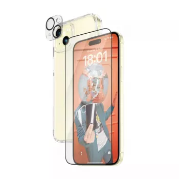 PanzerGlass 3-in-1 komplekt iPhone 15 Plus löögikindel karastatud klaas