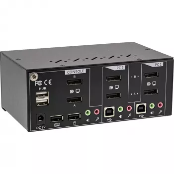 InLine laua-KVM-lüliti, 2-port, kahe monitori DisplayPort 1.2, 4K, USB 2.0