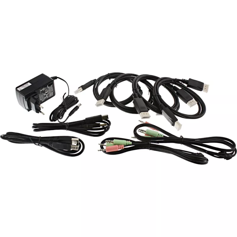 InLine laua-KVM-lüliti, 2-port, kahe monitori DisplayPort 1.2, 4K, USB 2.0