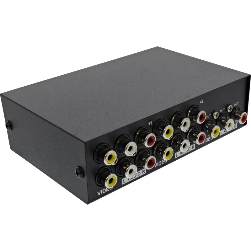 InLine AV lüliti manuaalne 4-pordiline 3x RCA IN/OUT komposiit Must