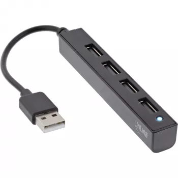 InLine USB 2.0 4-pordiline jaotur, USB-A-pistik 4x USB-A emasele, kaabel 15 cm