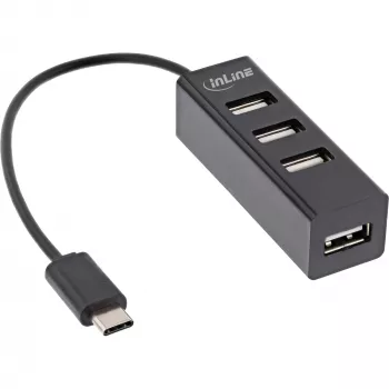 InLine USB 2.0 4-pordiline jaotur, USB-C isane kuni 4x USB-A-pesa, kaabel 15 cm