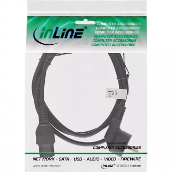 InLine toitekaabel, CEE7/7 nurga all C15 sirgele, 3 x 1mm², must, 1.8m