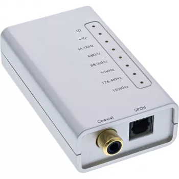 USB HD heliadapter InLine 33053I 24-bitine 192 kHz digitaalne koaksiaal-/Toslink/I2S-muundur