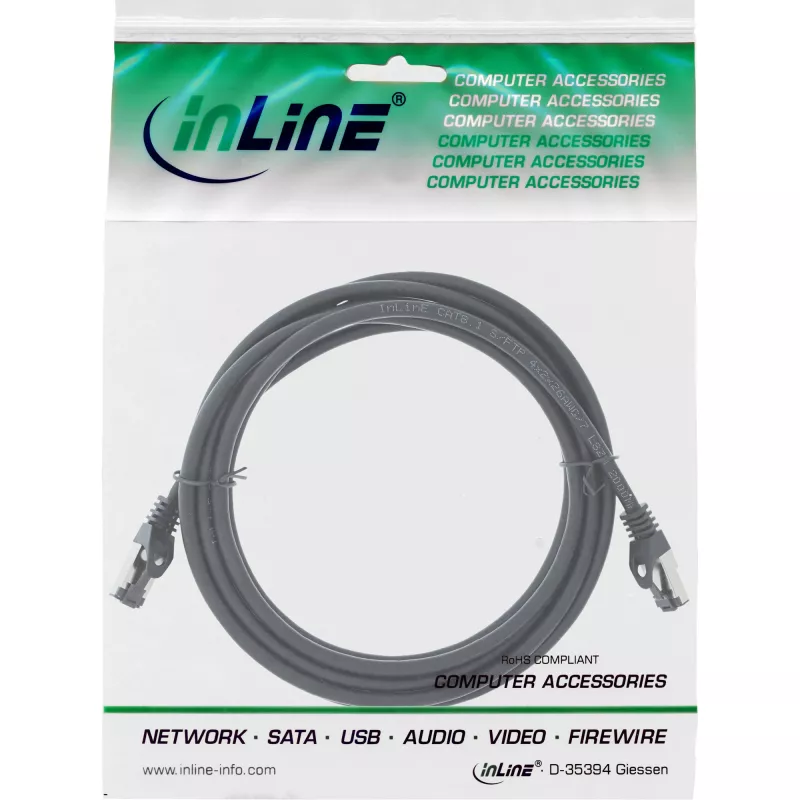 InLine patch-kaabel S/FTP PiMF Cat.8.1 halogeenivaba 2000MHz must, 2m