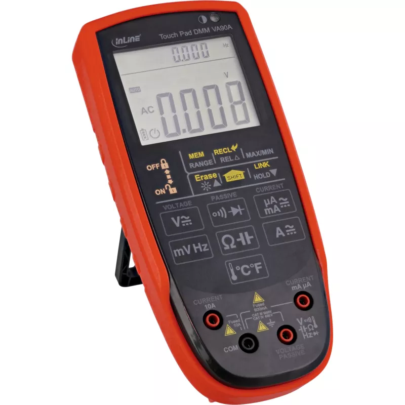 Multimeter InLine 43127 puutepaneeliga, valgustatud LED-ekraan 62x50 mm, CAT III/CAT IV, AA aku