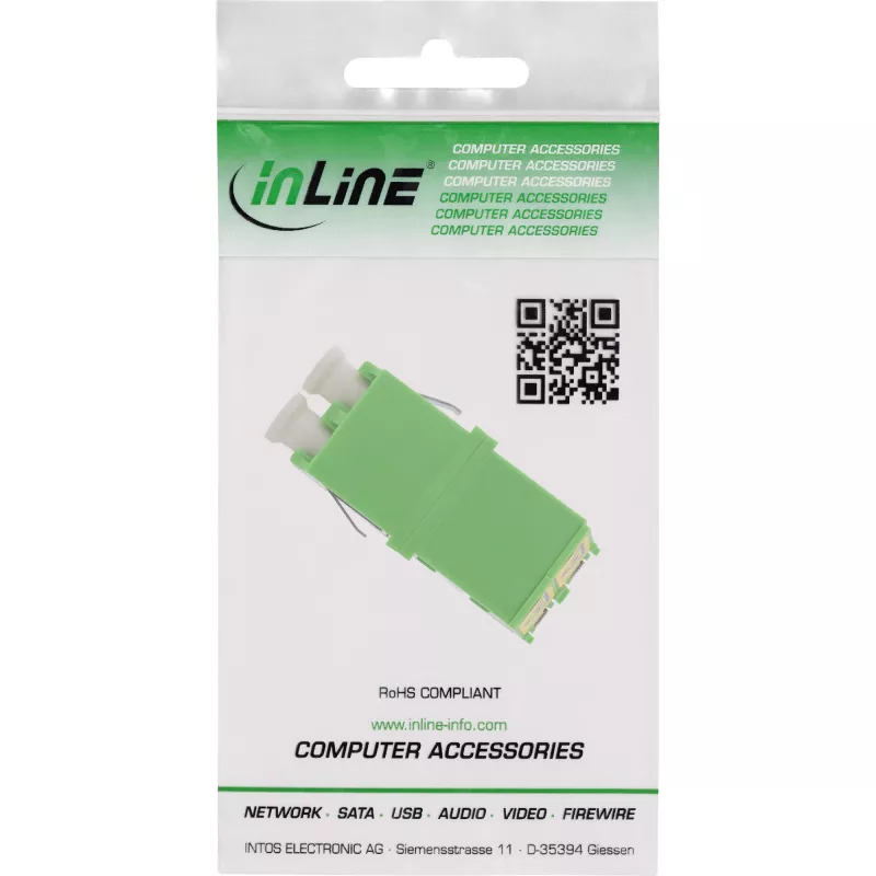 Fiiberoptiline adapter InLine 89989O LC/LC SM emane/emane roheline