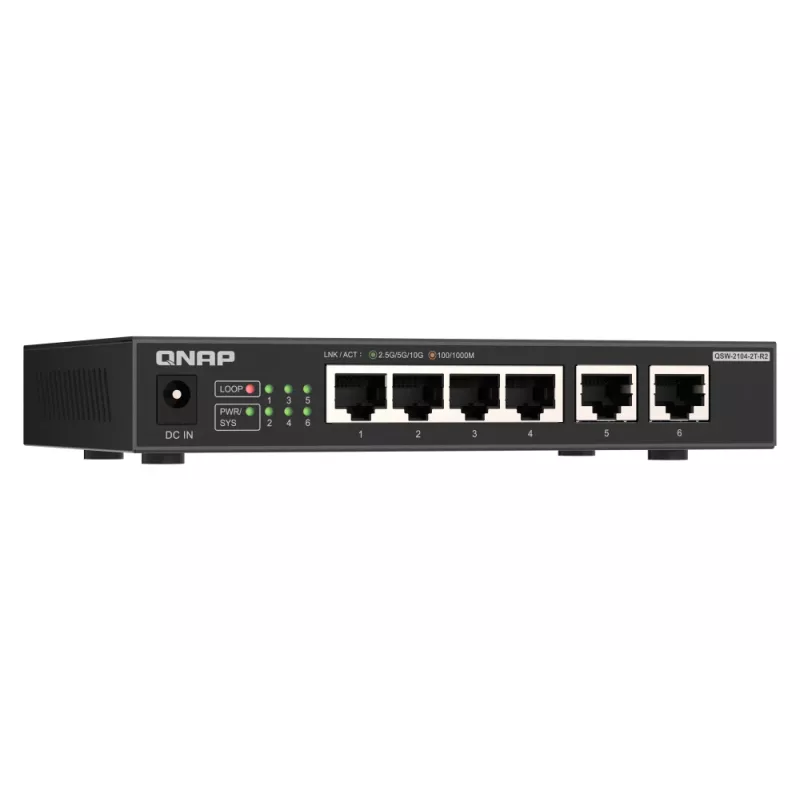 QNAP QSW-2104-2T-R2 võrgulüliti Haldamata 10G Ethernet (100/1000/10000) Lauapealne Must