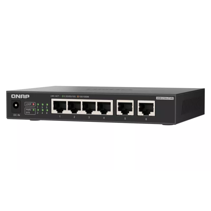 QNAP QSW-2104-2T-R2 võrgulüliti Haldamata 10G Ethernet (100/1000/10000) Lauapealne Must