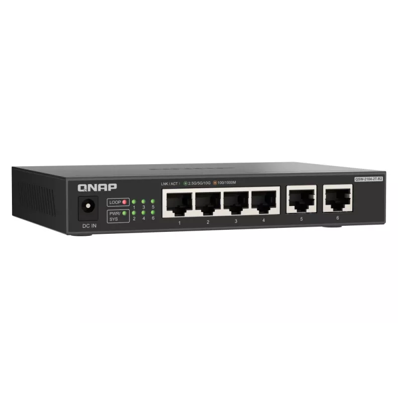 QNAP QSW-2104-2T-R2 võrgulüliti Haldamata 10G Ethernet (100/1000/10000) Lauapealne Must