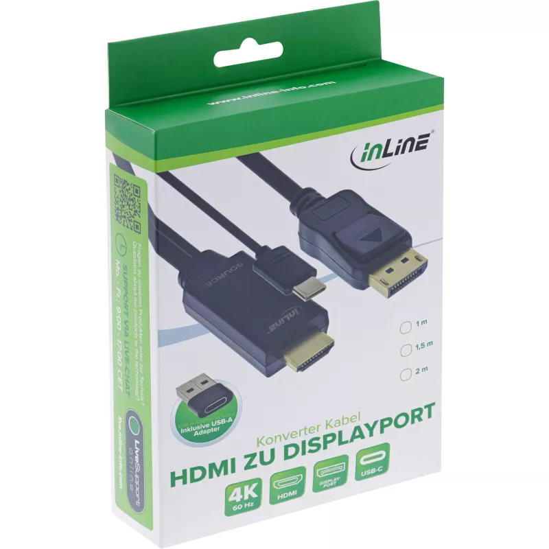 Aktiivne videomuundur InLine 17162I 3840x2160 HDMI DisplayPortile
