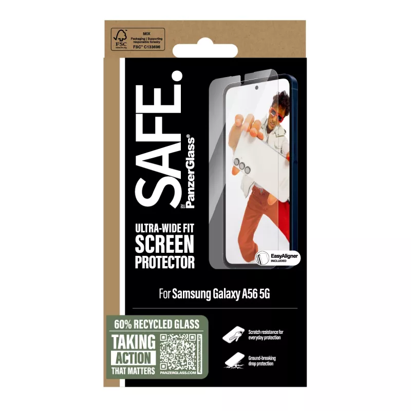 PanzerGlass SAFE. by ® ekraanikaitse Samsung Galaxy A56 5G | Ultra-Wide Fit koos EasyAligneriga