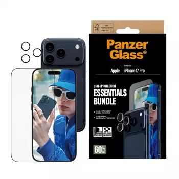 PanzerGlass 2-in-1 Essentials Bundle iPhone 17 Pro kriimustus- ja löögikindel