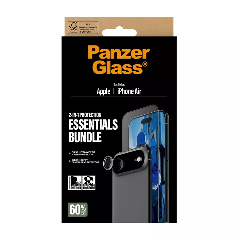PanzerGlass 2-in-1 Essentials Bundle iPhone Air Scratch Shock Resistant