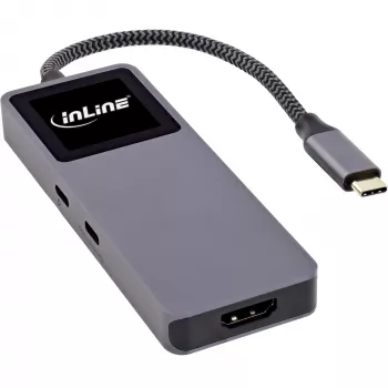 USB-C liidese jaotur InLine 35392D USB 3.2 Gen 2 Type-C hostilt HDMI-le, USB-A-le, USB-C-le 10000 Mbit/s Hall