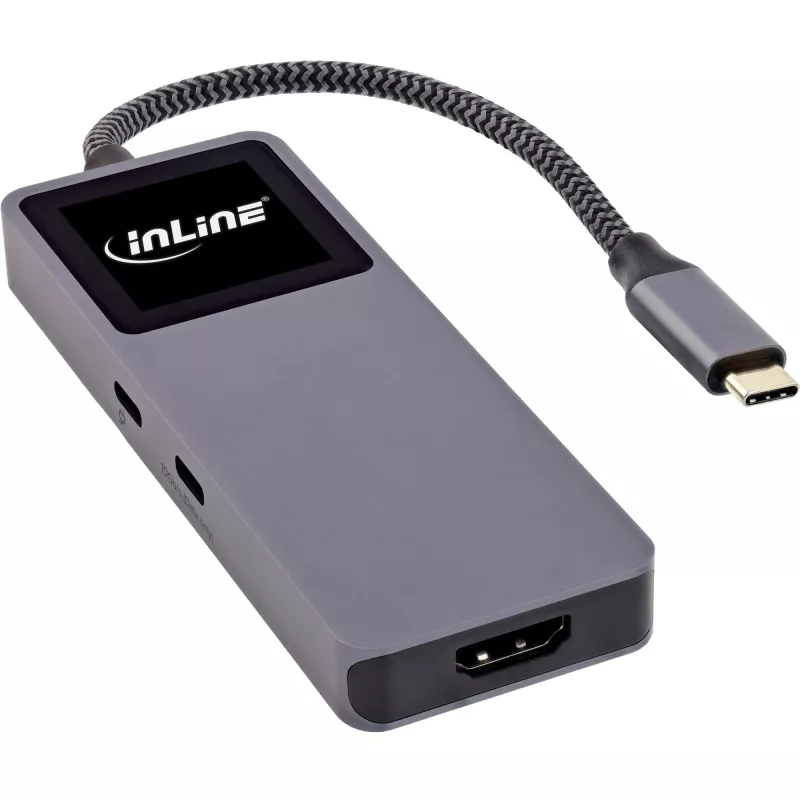 USB-C liidese jaotur InLine 35392D USB 3.2 Gen 2 Type-C hostilt HDMI-le, USB-A-le, USB-C-le 10000 Mbit/s Hall