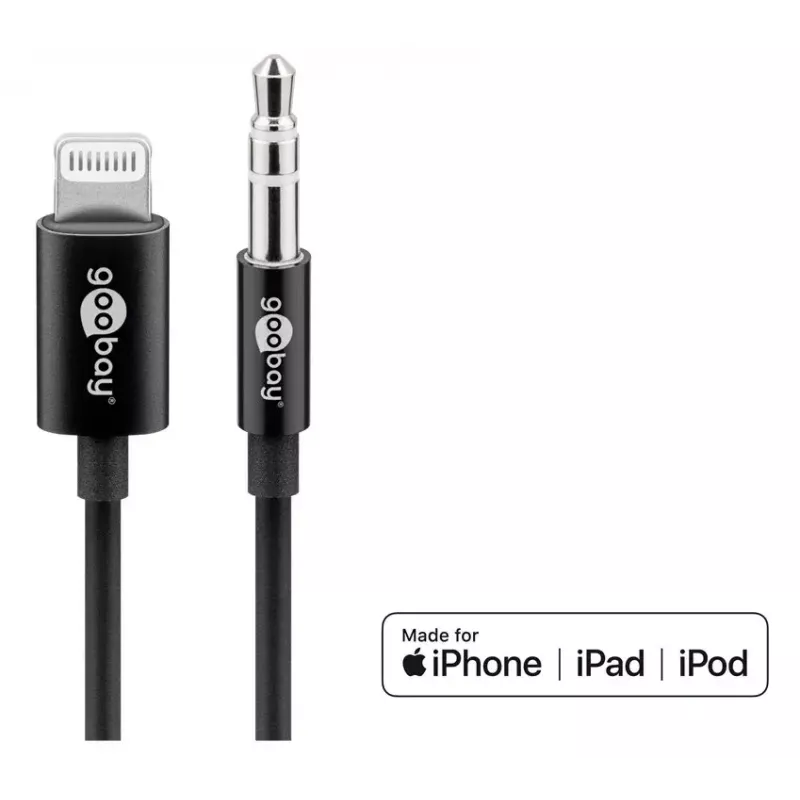 Heliühenduskaabel Goobay Apple Lightning 3,5 mm 1 m Must