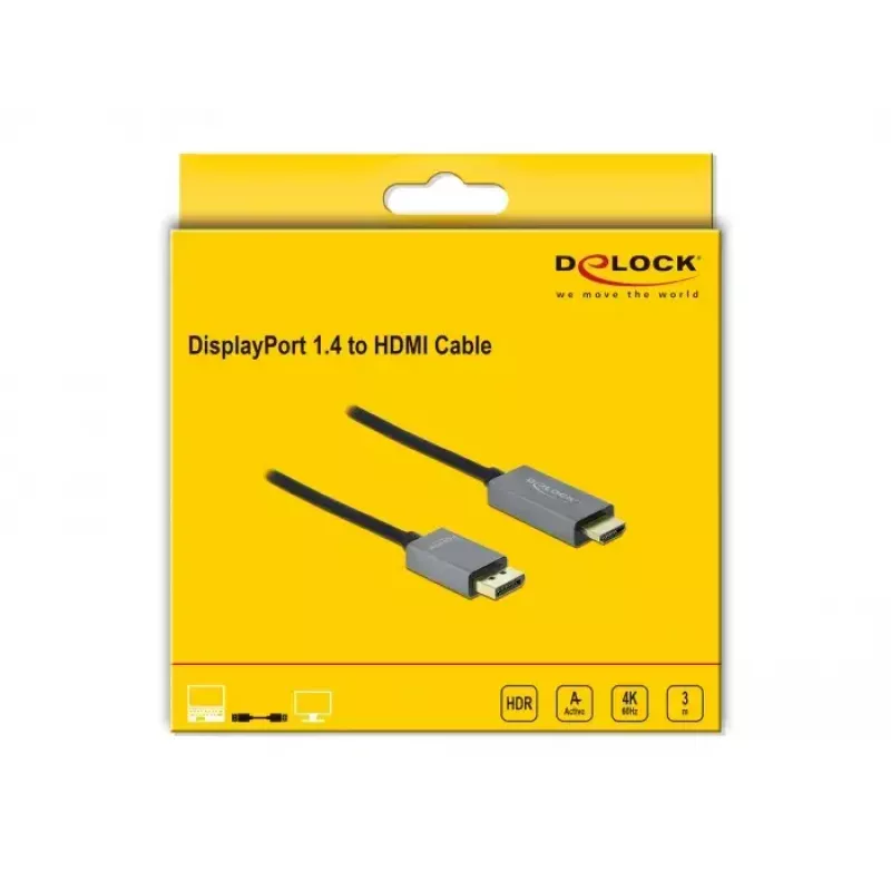 Aktiivne DisplayPort 1.4 HDMI-kaabel DeLOCK 85930 3 m