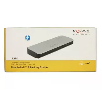 DeLOCK 87725 sülearvuti dokk, juhtmega, Thunderbolt 3, must hõbedane