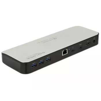 DeLOCK 87725 sülearvuti dokk, juhtmega, Thunderbolt 3, must hõbedane