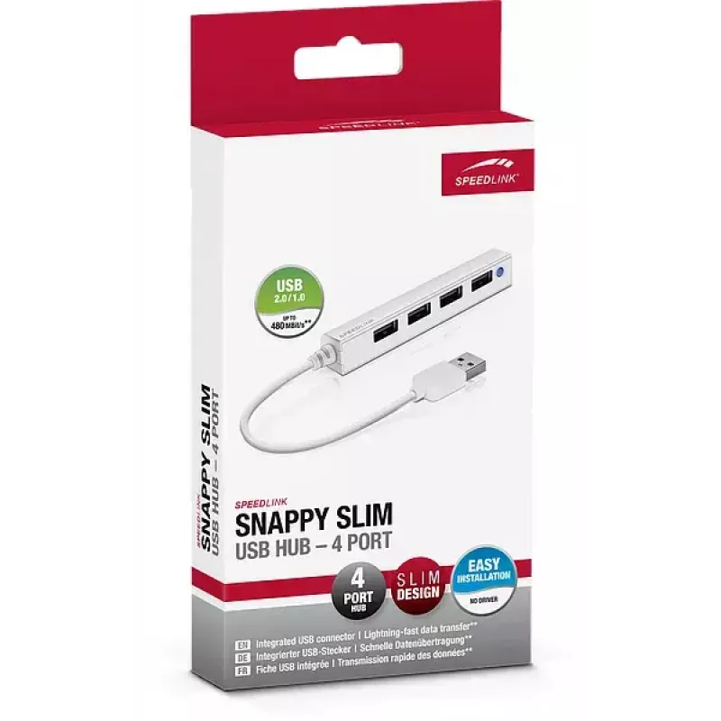 USB Hub SPEEDLINK SNAPPY õhuke SL-140000-WE