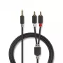 Audiokaabel Nedis CABW22200AT10 1m 3,5mm 2xRCA Antratsiit
