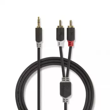 Audio kaabel Nedis CABW22200AT20 2m 3.5mm 2 x RCA Antratsiit